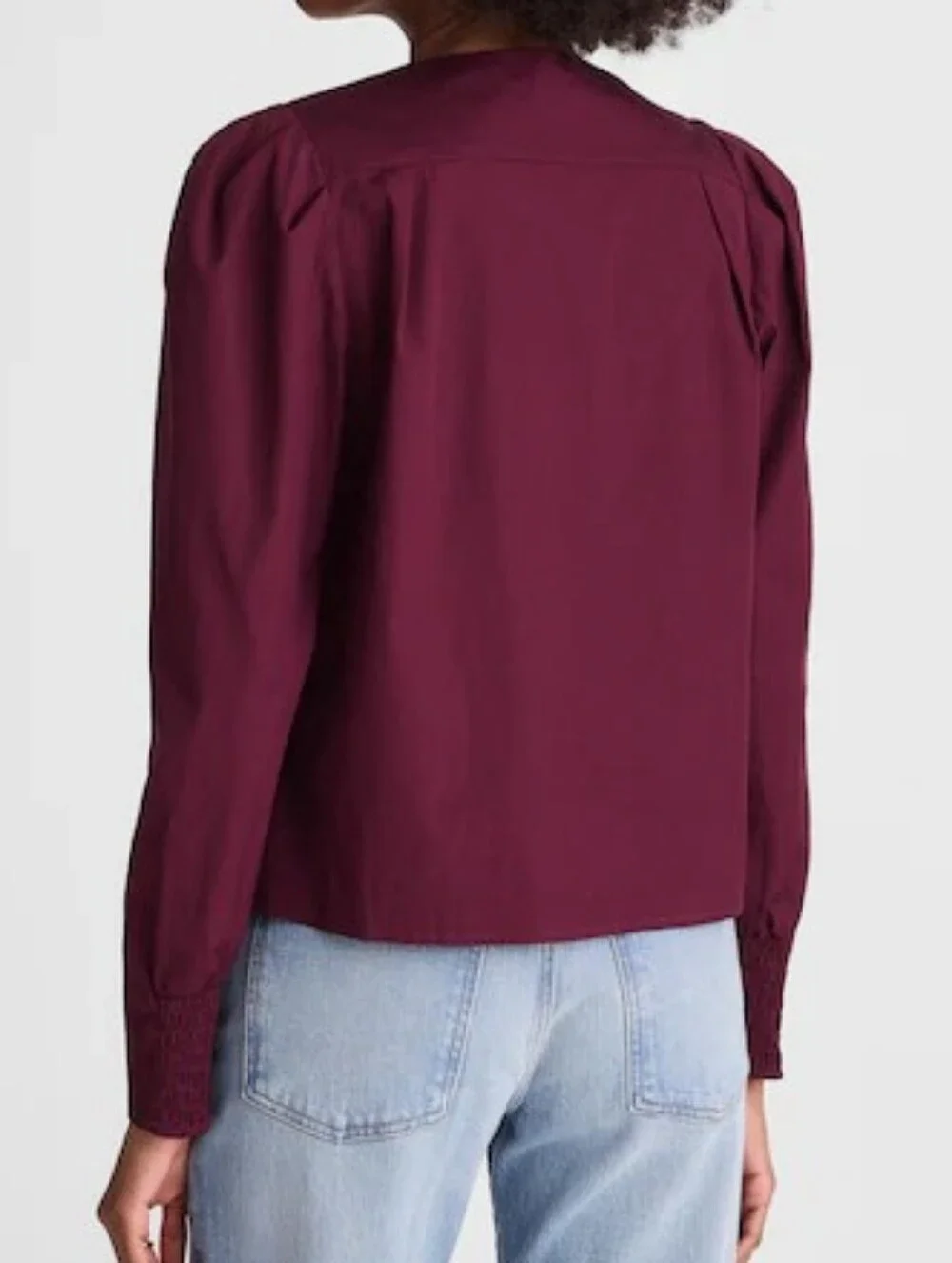 Madewell Neck Tie Button-Down Blouse in Deep Plum / Burgundy (Size M)